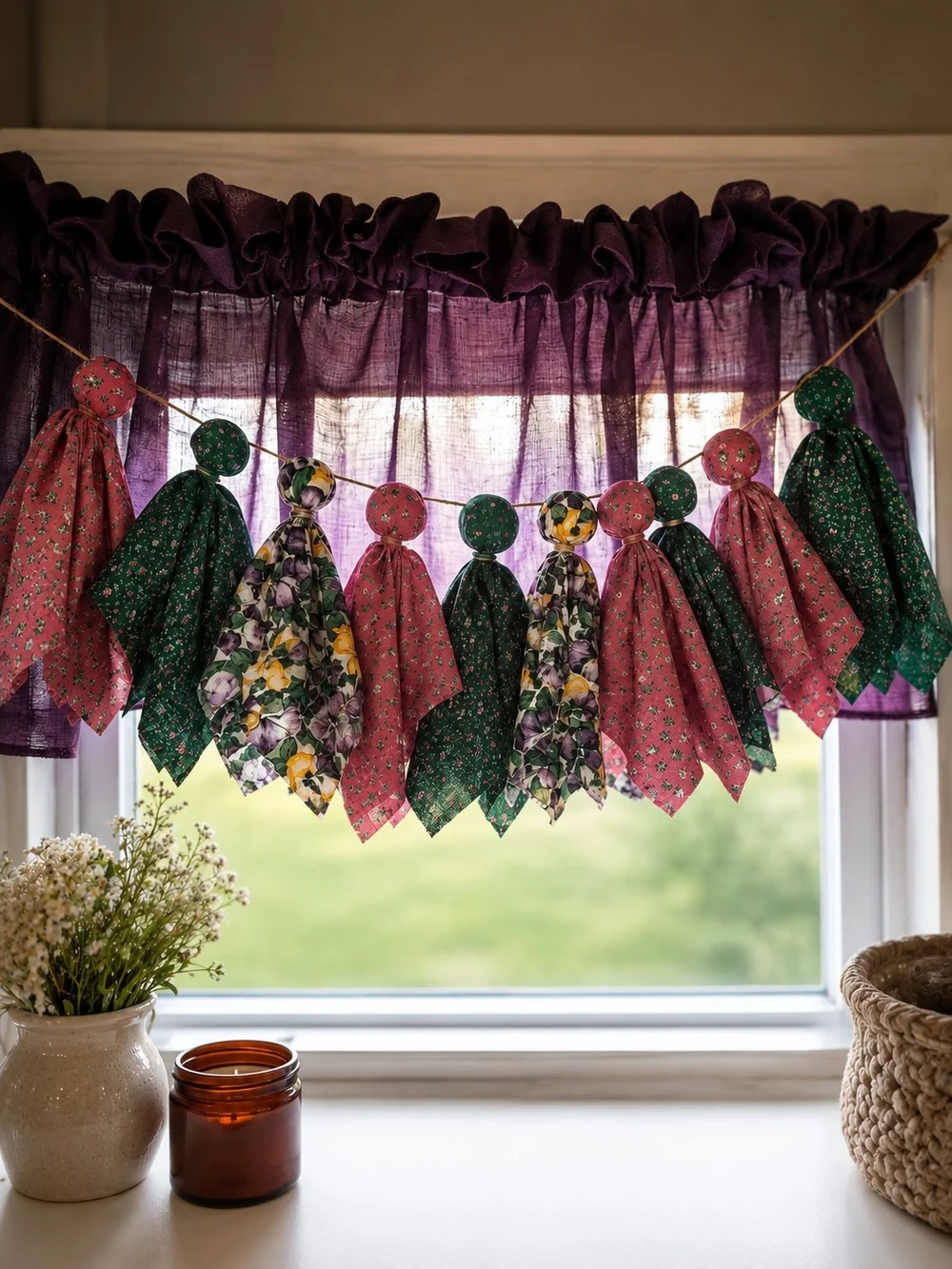 Handmade HAPPY HALLOWEEN ghosties Garland - Home Holiday Decor